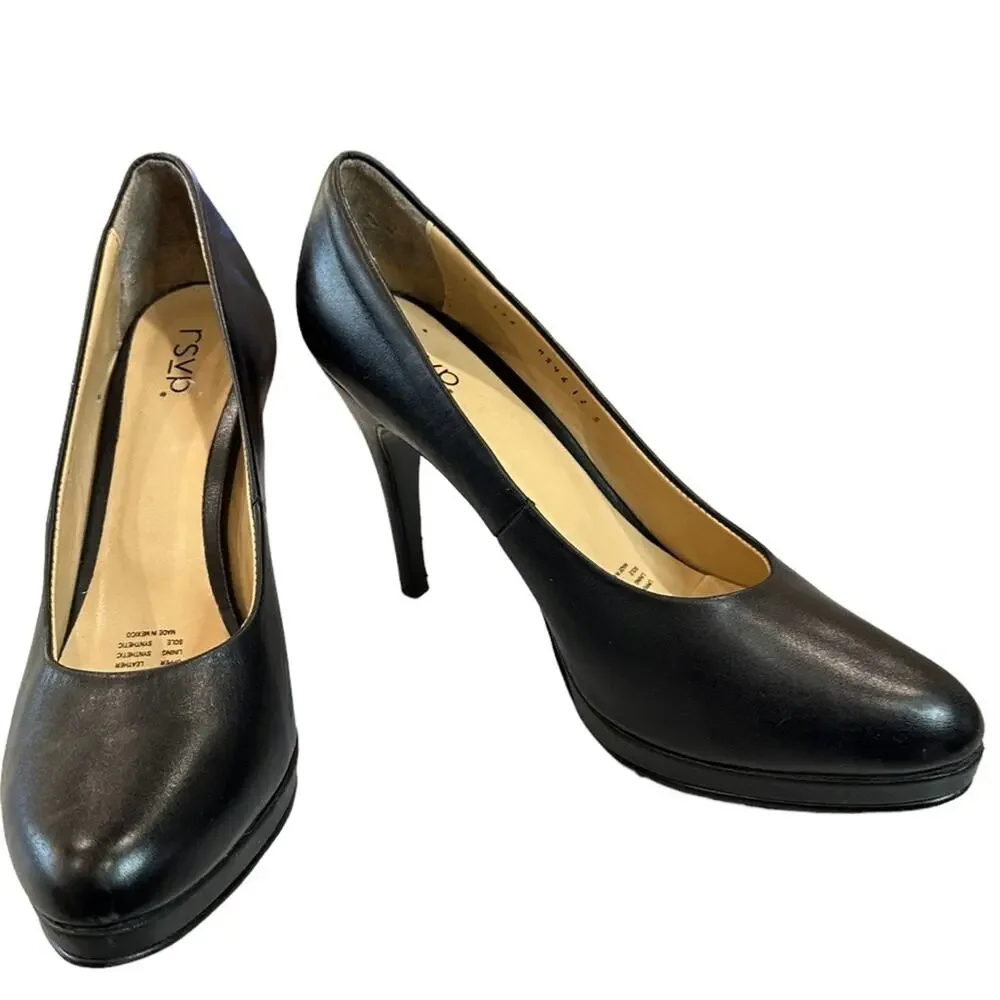 Rsvp McCall black leather pumps‎ made on Mexico 4” heel Size 10 - Picture 2 of 13